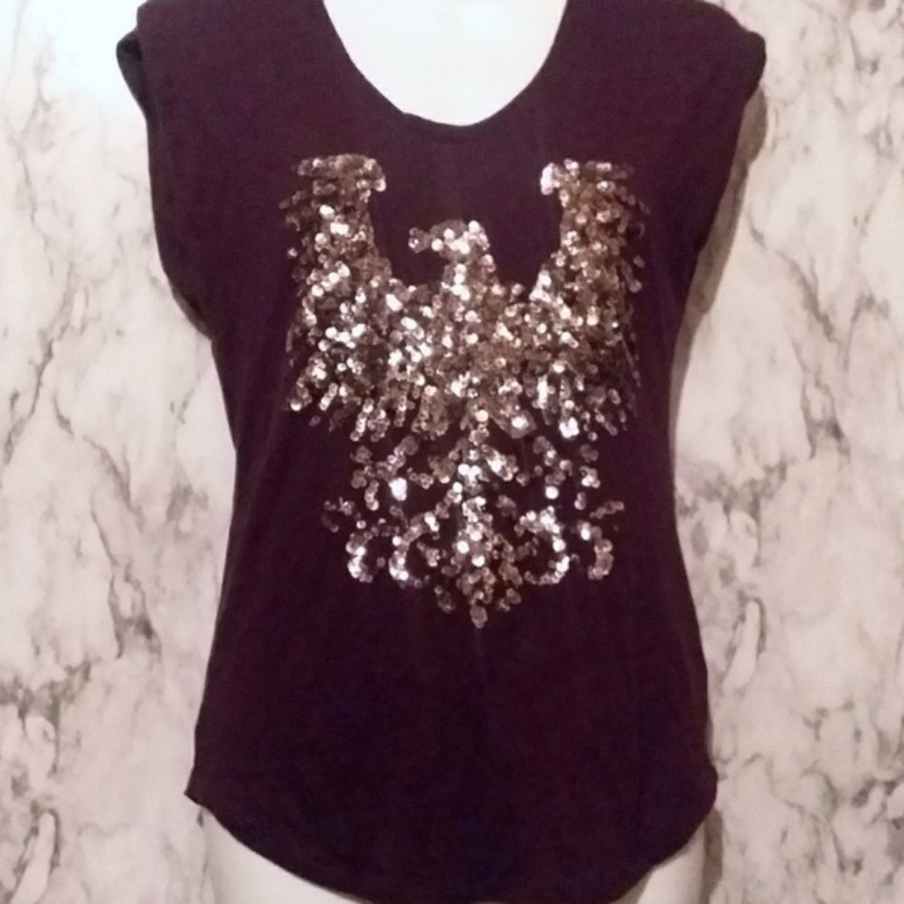 SALE! EXPRESS Sequin Eagle Short Sleeve T-shirt XS